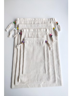 4'lü Gıda Torbası Seti, Bakliyat ve Kuruyemişler Için, Turuncu Renkli