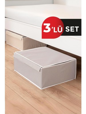 3'lü Çok Amaçlı Kapaklı Çamaşır Saklama ve Düzenleme Hurç Seti