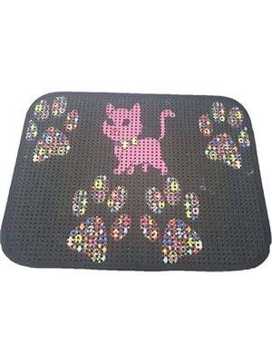 MarkEntegra Elekli Desenli Kedi Tuvalet Önü Paspası, 60 x 45 cm - Pembe