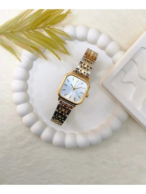Çift Renkli Gold & Silver Kadın Saat-Beyaz Kadranlı