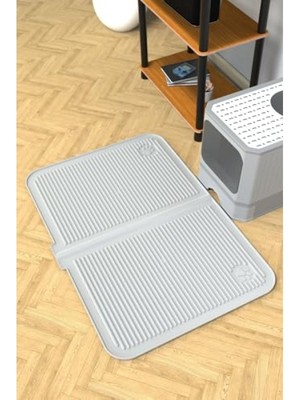 MarkEntegra Yıkanabilir Silikon Kedi Tuvaleti Matı - 40X60 Cm, Gri