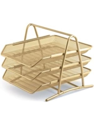 MarkEntegra Altın Renkli 3'lü Evrak Rafı Seti