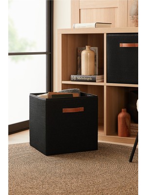 Katlanabilir Siyah Jüt Dolap Içi Çamaşır ve Oyuncak Saklama Kutusu