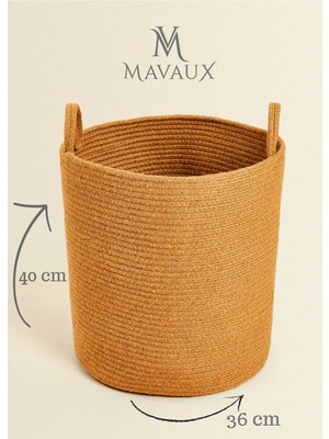 Çok Amaçlı 40CM-36CM Jüt ve Hasır Dokuma Sepet, Yanlar Saplı, Büyük Boy