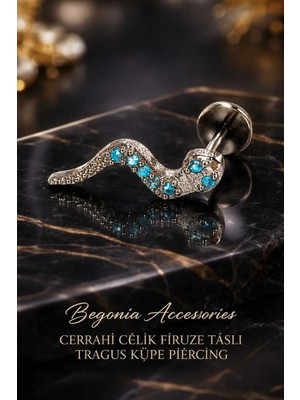 Begonia Accessories 316L Cerrahi Çelik Paslanmaz Kararmaz Alerji Yapmaz Zirkon Taşlı Figürlü Unisex Tragus Küpe Piercing