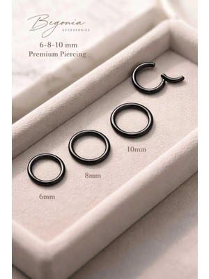 Begonia Accessories 316L Cerrahi Çelik Kıkırdak Tragus Helix Piercing 6 Mm,8 Mm,10 mm 3 Adet Kilitli Halka Set