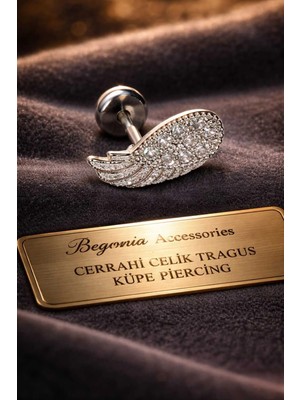 Begonia Accessories 316L Cerrahi Çelik Paslanmaz Kararmaz Alerji Yapmaz Zirkon Taşlı Figürlü Unisex Tragus Küpe Piercing