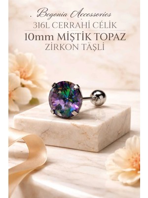 Begonia Accessories 316L Cerrahi Çelik Paslanmaz Kararmaz Alerji Yapmaz Zirkon Taşlı Figürlü Unisex Tragus Küpe Piercing