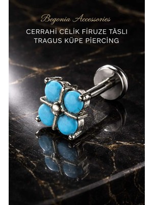 Begonia Accessories 316L Cerrahi Çelik Paslanmaz Kararmaz Alerji Yapmaz Zirkon Taşlı Figürlü Unisex Tragus Küpe Piercing