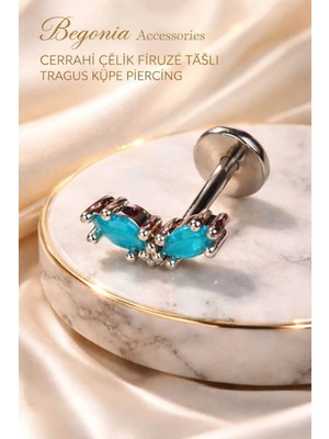 Begonia Accessories 316L Cerrahi Çelik Paslanmaz Kararmaz Alerji Yapmaz Zirkon Taşlı Figürlü Unisex Tragus Küpe Piercing