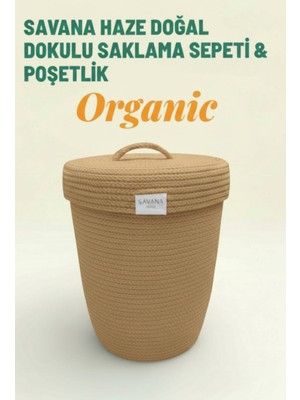 Pamuk Kordon Ipten Kapaklı Çok Amaçlı Saklama Sepeti