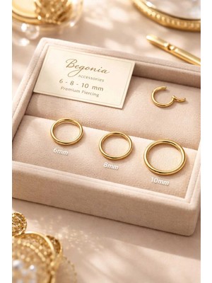 Begonia Accessories 316L Cerrahi Çelik Kıkırdak Tragus Helix Piercing 6 Mm,8 Mm,10 mm 3 Adet Kilitli Halka Set