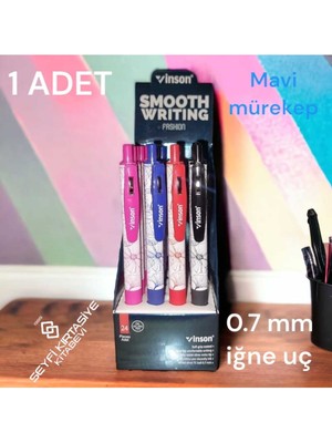 Belirtilmemiş Desenli Basmalı Mavi Renk Jel Mürekkepli Tükenmez Kalem 1 Adet