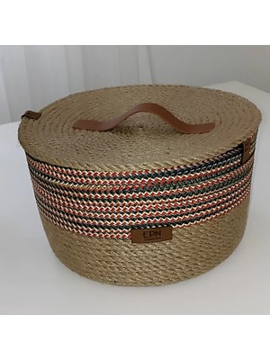 Örgü Hasır Kapaklı Çok Amaçlı Sepet, Şık ve Pratik Saklama Çözümü