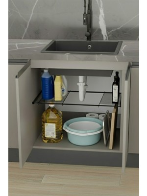 Ayarlanabilir Lavabo Altı Tel Raf Organizer, Mutfak ve Evye Için 2'li Set