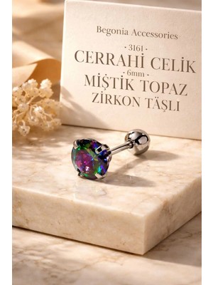 Begonia Accessories 316L Cerrahi Çelik Paslanmaz Kararmaz Alerji Yapmaz Zirkon Taşlı Figürlü Unisex Tragus Küpe Piercing
