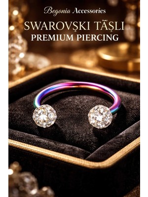 Begonia Accessories 316L Cerrahi Çelik Rainbow Şambala Helix, Septum, Tragus, Labret Rose Piercing