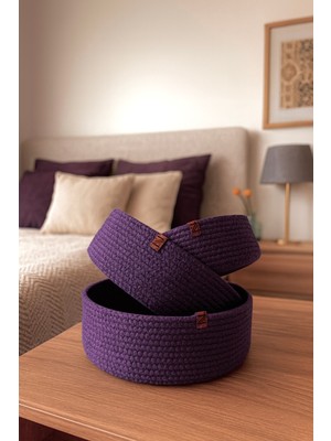 Mor Mürdüm Renkli Çok Amaçlı Sepet Takımı, Mutfak ve Banyo Organizerleri