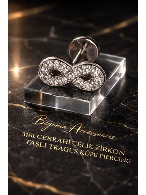 Begonia Accessories 316L Cerrahi Çelik Paslanmaz Kararmaz Alerji Yapmaz Zirkon Taşlı Figürlü Unisex Tragus Küpe Piercing