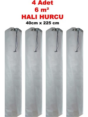 4'lü Gri Halı Koruma Kılıfı Seti, 6 M² Için, Bağcıklı, Şık ve Koruyucu