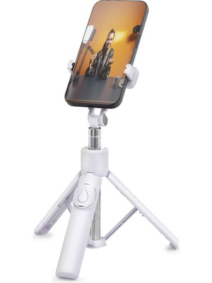 Evimdeyokyok Telefon Tripodu ve Selfie Çubuğu Seti Bluetooth 4.0 Kumandalı - Beyaz ND1031
