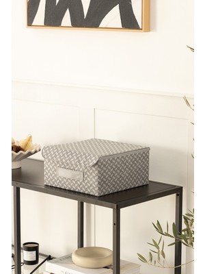 Balıksırtı Desenli Kapaklı Katlanabilir Saklama Kutusu