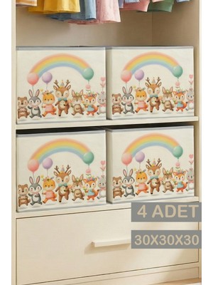 Sevimli 4’lü Çok Amaçlı Katlanabilir Dolap Içi Saklama Kutusu