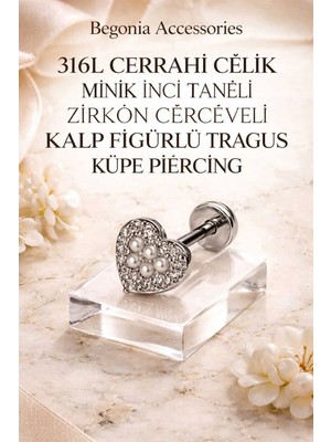 Begonia Accessories 316L Cerrahi Çelik Paslanmaz Kararmaz Alerji Yapmaz Zirkon Taşlı Figürlü Unisex Tragus Küpe Piercing