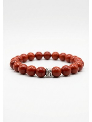 MMİF Kızıl Jasper (Red Jasper) Doğal Taş Bileklik - Güç, Cesaret ve Topraklanma Taşı,  Özel Tasarım, Mmif
