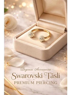 Begonia Accessories 316L Cerrahi Çelik Şambala Helix, Septum, Tragus, Labret 24 Ayar Altın Kaplama Halka Piercing