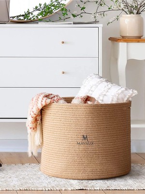Çok Amaçlı 40X36 cm Jüt Hasır Dokuma Sepet, Düzenleyici