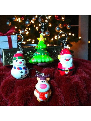 Kuzey Oyuncak Yüksek Kalite 4 Adet Mini Sukuşi Anahtarlık Noel Baba Yılbaşı Ağacı Kardan Adam Geyik  Noel Hediyesi