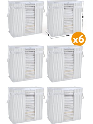 6'lı Pencereli Giysi Saklama Çantası Seti, Havalı ve Şık 50X45X30 cm