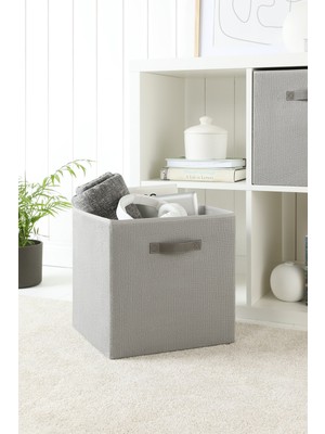 Gri Jüt Çamaşır ve Oyuncak Saklama Kutusu, Katlanabilir, 33X30X33 cm