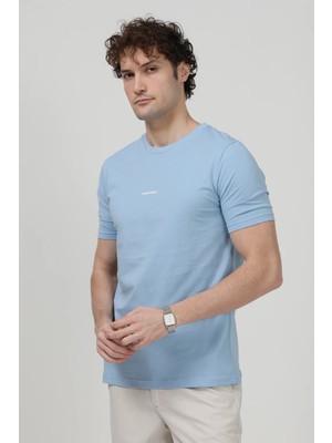 Erkek Bisiklet Yaka John Borners Baskılı %100 Pamuklu T-Shirt Açık Mavi - 26Y 2020-1