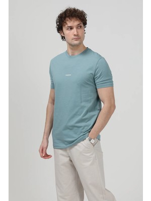 Erkek Bisiklet Yaka John Borners Baskılı %100 Pamuklu T-Shirt Açık Yeşil - 26Y 2020-1