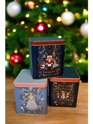 Tales Desenli Metal Dekoratif Kutu, Şık ve Kullanışlı 12X12X13 cm