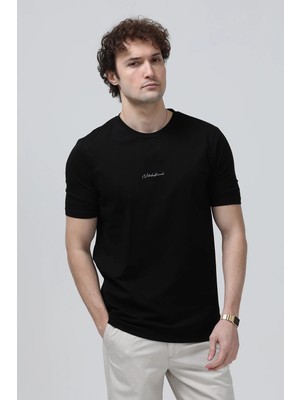 Erkek Bisiklet Yaka Notfind Baskılı %100 Pamuklu T-Shirt Siyah - 26Y 2020-3