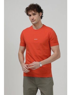 Erkek Bisiklet Yaka John Borners Baskılı %100 Pamuklu T-Shirt Turuncu - 26Y 2020-1