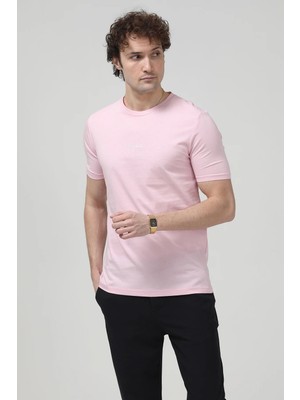 Erkek Bisiklet Yaka Notfind Baskılı %100 Pamuklu T-Shirt Pembe - 26Y 2020-3