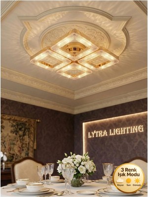 Yakamoz Model Gümüş 3 Renk Modu Kristal Salon Mutfak Yatak Çocuk Odası Avize