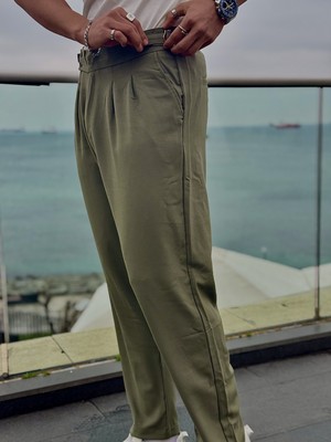 2512 Haki Gurka Kesim Kumaş Pantolon