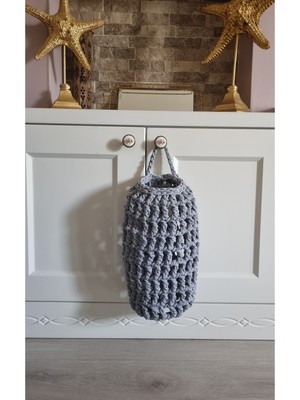 El Örgüsü Poşetlik, Melanj Gri, 35X16 Cm, Şık ve Pratik Düzenleyici