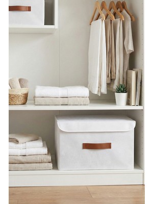 Büyük Boy Beyaz Kapaklı Dolap Içi Saklama ve Düzenleme Kutusu