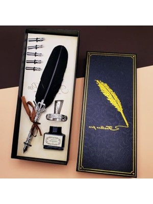 MarkEntegra Şık Dekoratif Divit Hokka Kalem Seti Siyah