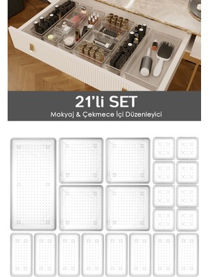 21'li Çok Amaçlı Çekmece Organizer - Kozmetik ve Takı Düzenleyici