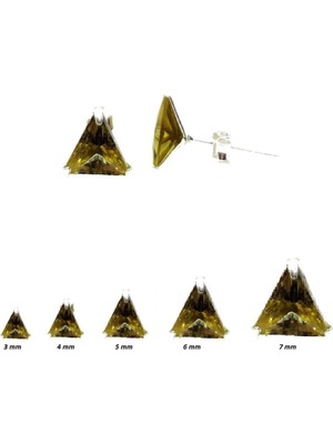 Begonia Accessories 925 Ayar Gümüş; Renk Değiştiren Üçgen Kesim Zultanit Tek Taş Unısex 1 Çift Küpe