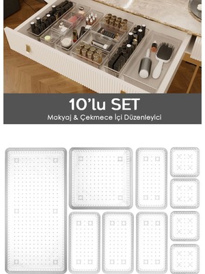 10'lu Çok Amaçlı Çekmece Organizer, Kozmetik ve Takı Düzenleyici