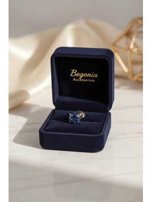 Begonia Accessories 925 Ayar Gümüş Lacivert Zirkon Tek Taş Unisex Küpe – 1 Adet (Çift Değil)| Tarzınızı Hemen Tamamlayın