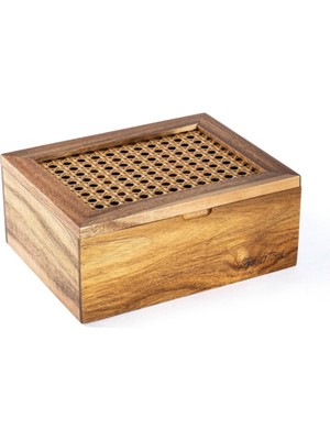 Doğal Akasya Ağacı Hazeran Poşet Çay Kutusu 21X16 cm